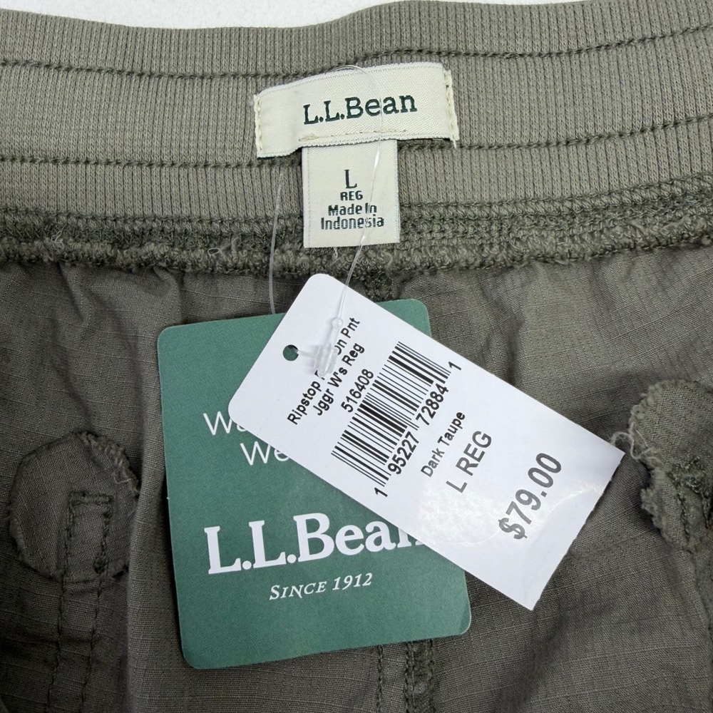 NEW LL Bean Ripstop Jogger Pants Womens Large Dark Taupe Cotton Blend Gorpcore - Picture 8 of 12